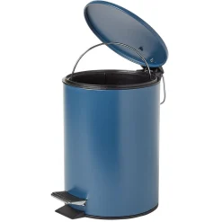 Poubelle salle de bain à pédale métal bleu 3L