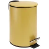 Poubelle salle de bain à pédale métal jaune 3L