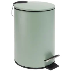Poubelle salle de bain à pédale métal vert sauge 3L