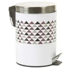 Poubelle salle de bain blanche motif triangles 3 L