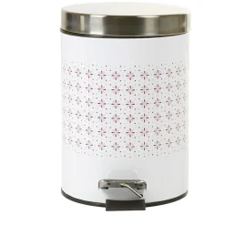 Poubelle salle de bain blanche motif fleurs 3 L