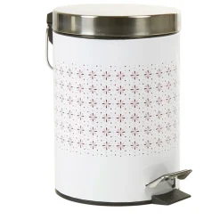 Poubelle salle de bain blanche motif fleurs 3 L