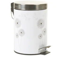 Poubelle salle de bain blanche motif pissenlit 3 L
