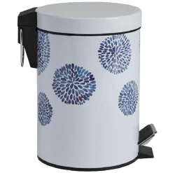 Poubelle salle de bain blanche design cyclade bleu