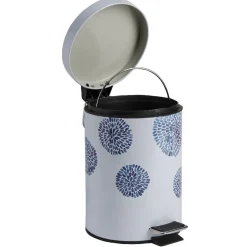 Poubelle salle de bain blanche design cyclade bleu