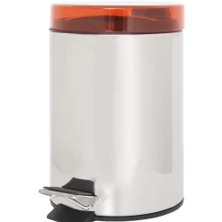 Poubelle salle de bain grise et rouge 3 L