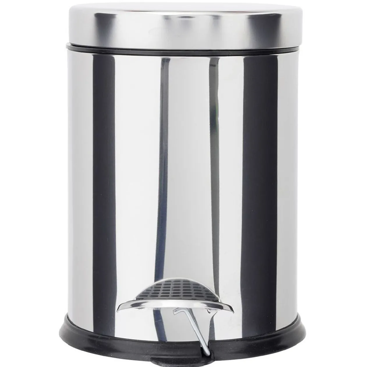 Poubelle salle de bain inox gris chromé 3L - Ø17xH24cm