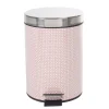 Poubelle salle de bain métal motif carreau de ciment rose 3L