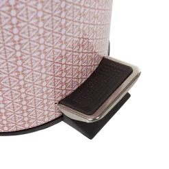 Poubelle salle de bain métal motif carreau de ciment rose 3L