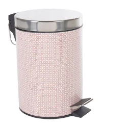 Poubelle salle de bain métal motif carreau de ciment rose 3L