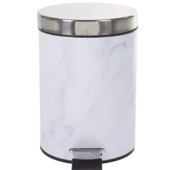 Poubelle salle de bain métal imprimé marbre 3L