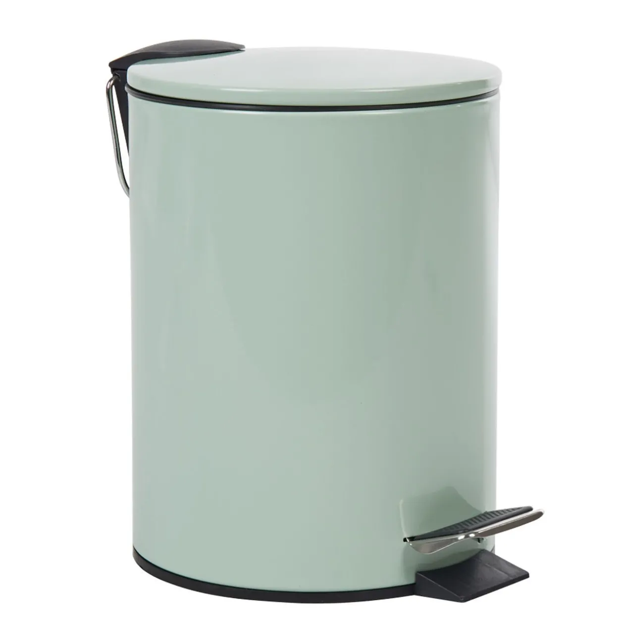 Poubelle salle de bain métal uni vert d'eau 3L