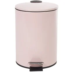 Poubelle salle de bain métal uni rose 3L