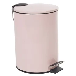 Poubelle salle de bain métal uni rose 3L