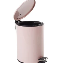 Poubelle salle de bain métal uni rose 3L
