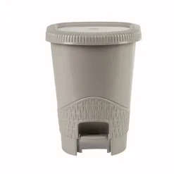 Poubelle salle de bain taupe 6 L aspect osier tressé