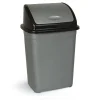 Poubelle Swing à rabat 26 L gris et noir