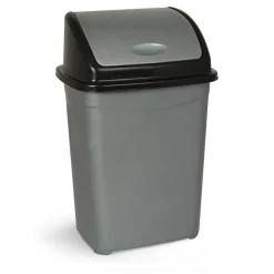 Poubelle Swing à rabat 26 L gris et noir