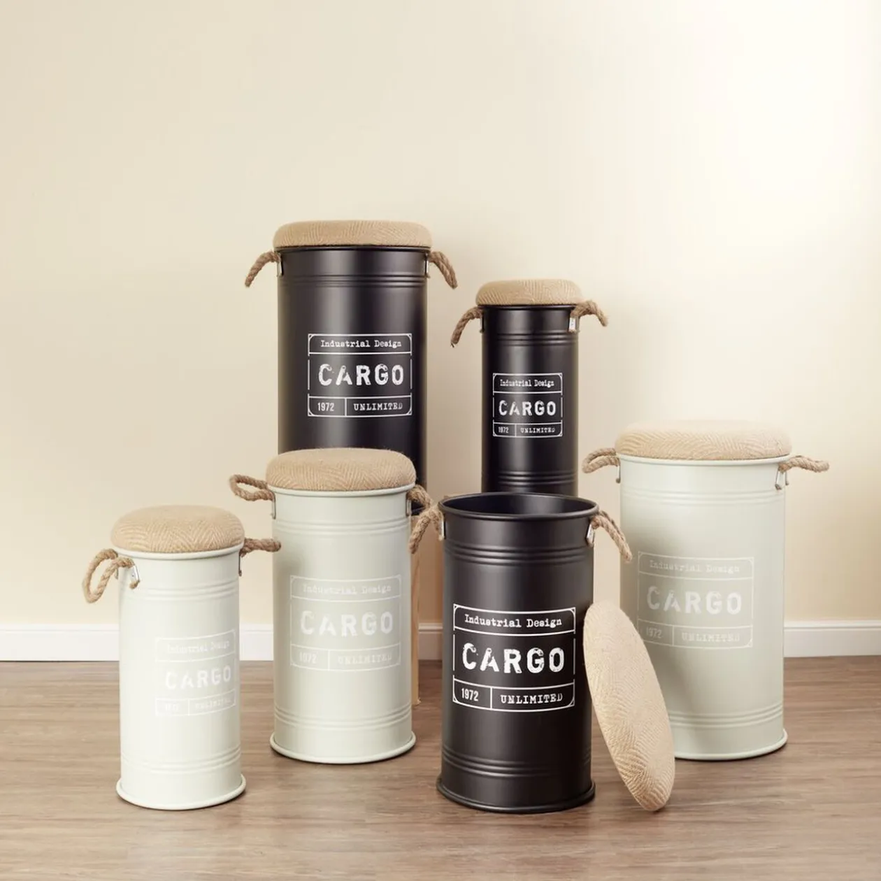 Pouf coffre de rangement petit modèle Ø27xH43,5cm noir