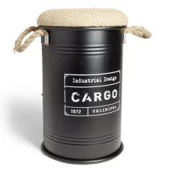 Pouf coffre de rangement petit modèle Ø27xH43,5cm noir