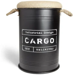 Pouf coffre de rangement moyen modèle Ø34xH49,5cm noir