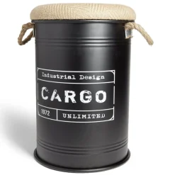 Pouf coffre de rangement moyen modèle Ø34xH49,5cm noir