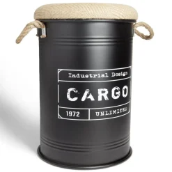 Pouf coffre de rangement moyen modèle Ø34xH49,5cm noir