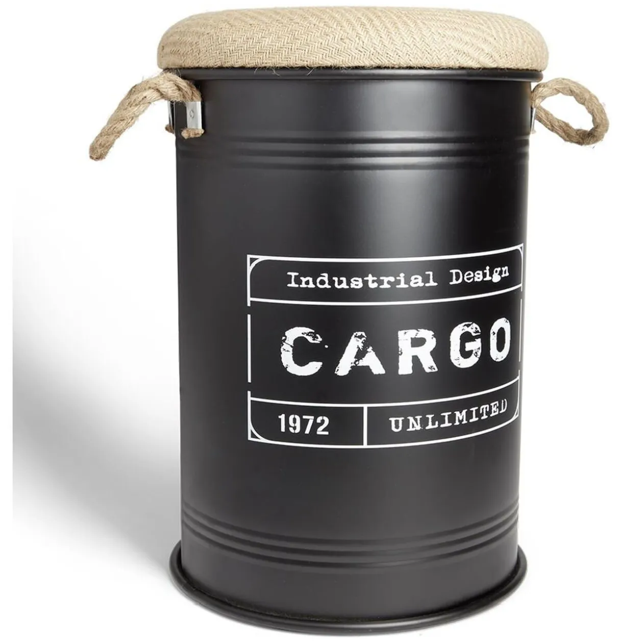 Pouf coffre de rangement moyen modèle Ø34xH49,5cm noir