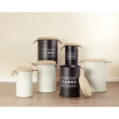 Pouf coffre de rangement moyen modèle Ø34xH49,5cm noir