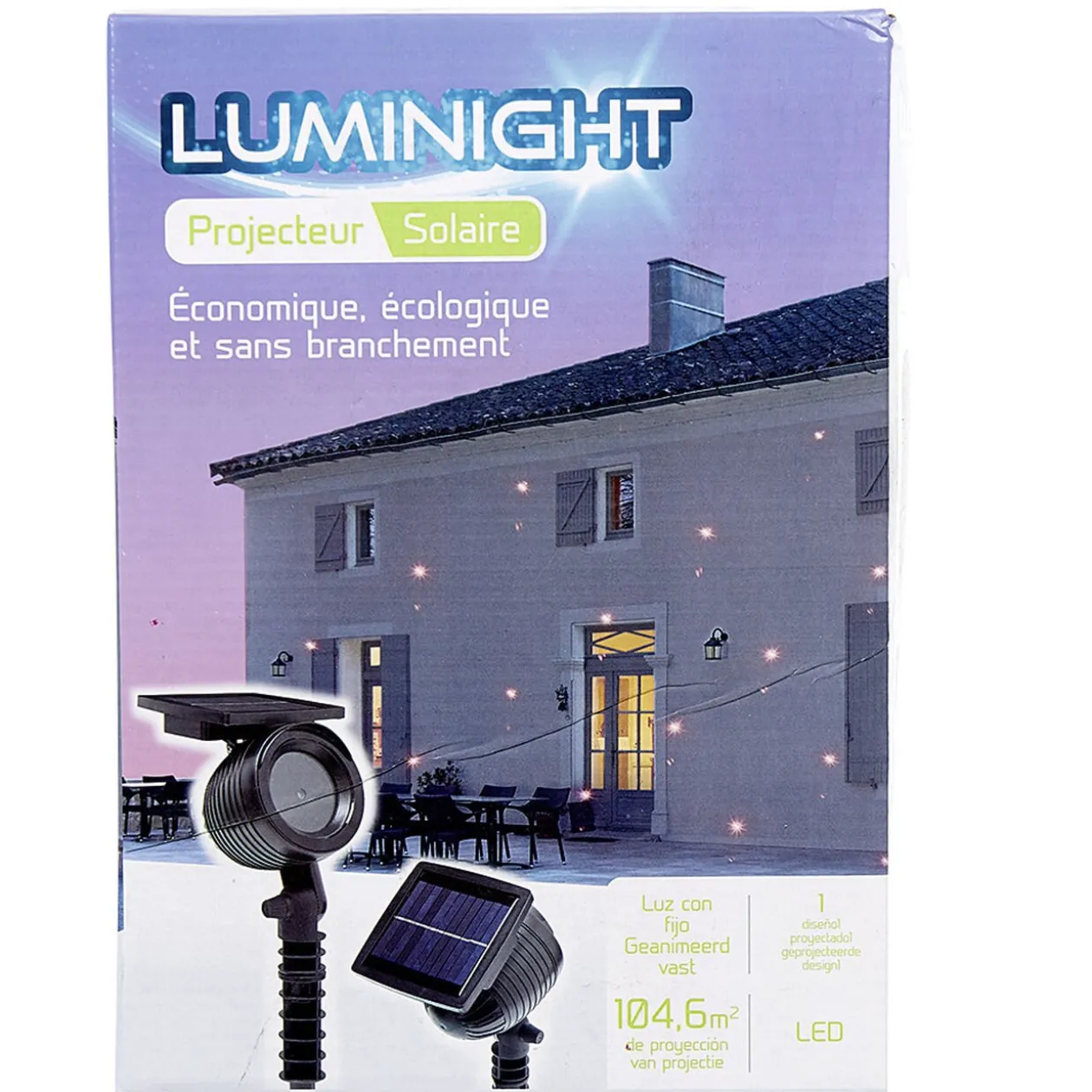 Projecteur led solaire laser fixe motif pois rouge