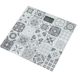 Pèse personne électronique motif carreau de ciment gris