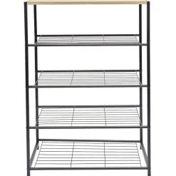 Range chaussures 5 niveaux métal noir plateau mdf naturel
