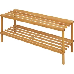 Range chaussures 2 niveaux bois 74xH29x26cm