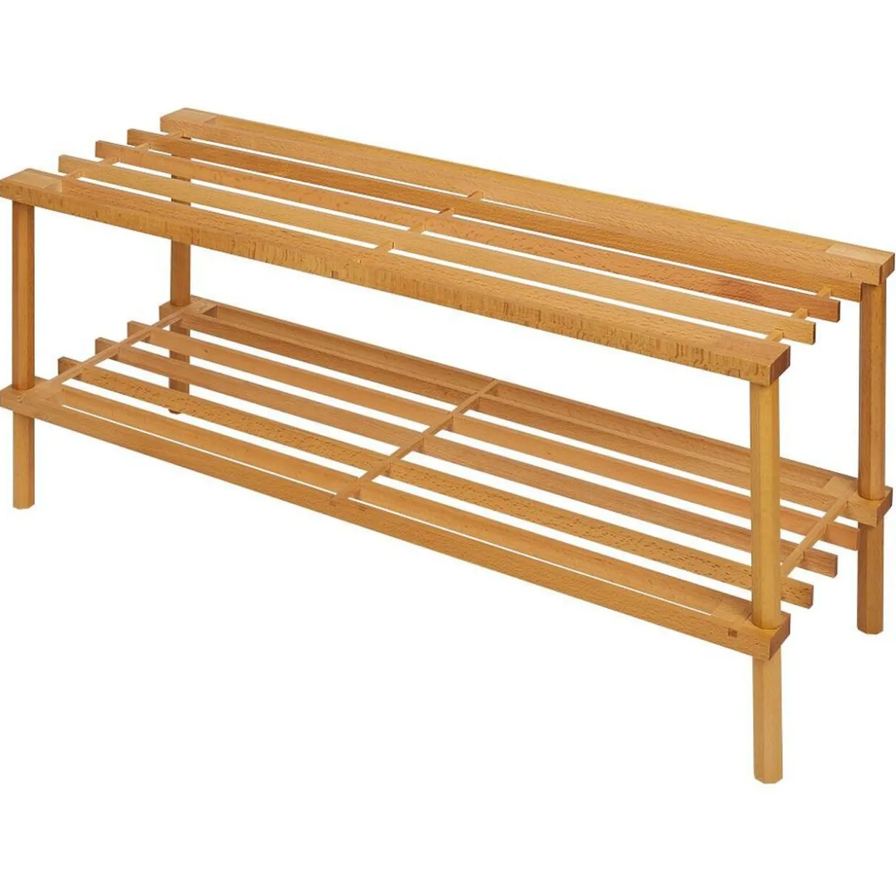 Range chaussures 2 niveaux bois 74xH29x26cm