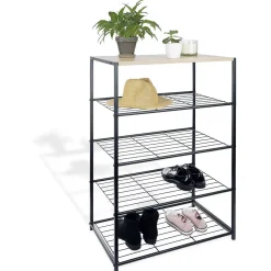 Range chaussures 5 étagères noir naturel
