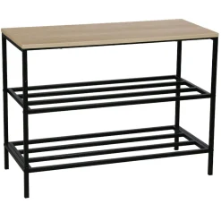 Range chaussures en métal et décor en bois WILLIAM