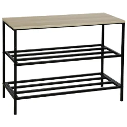 Range chaussures en métal et décor en bois WILLIAM