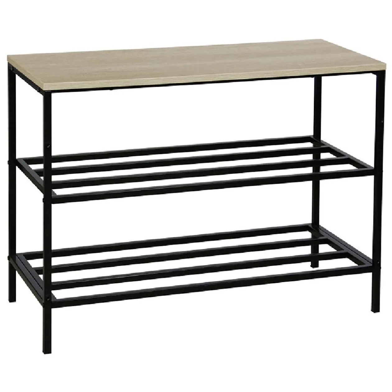 Range chaussures en métal et décor en bois WILLIAM