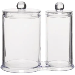 Range disques et coton tige en plastique transparent