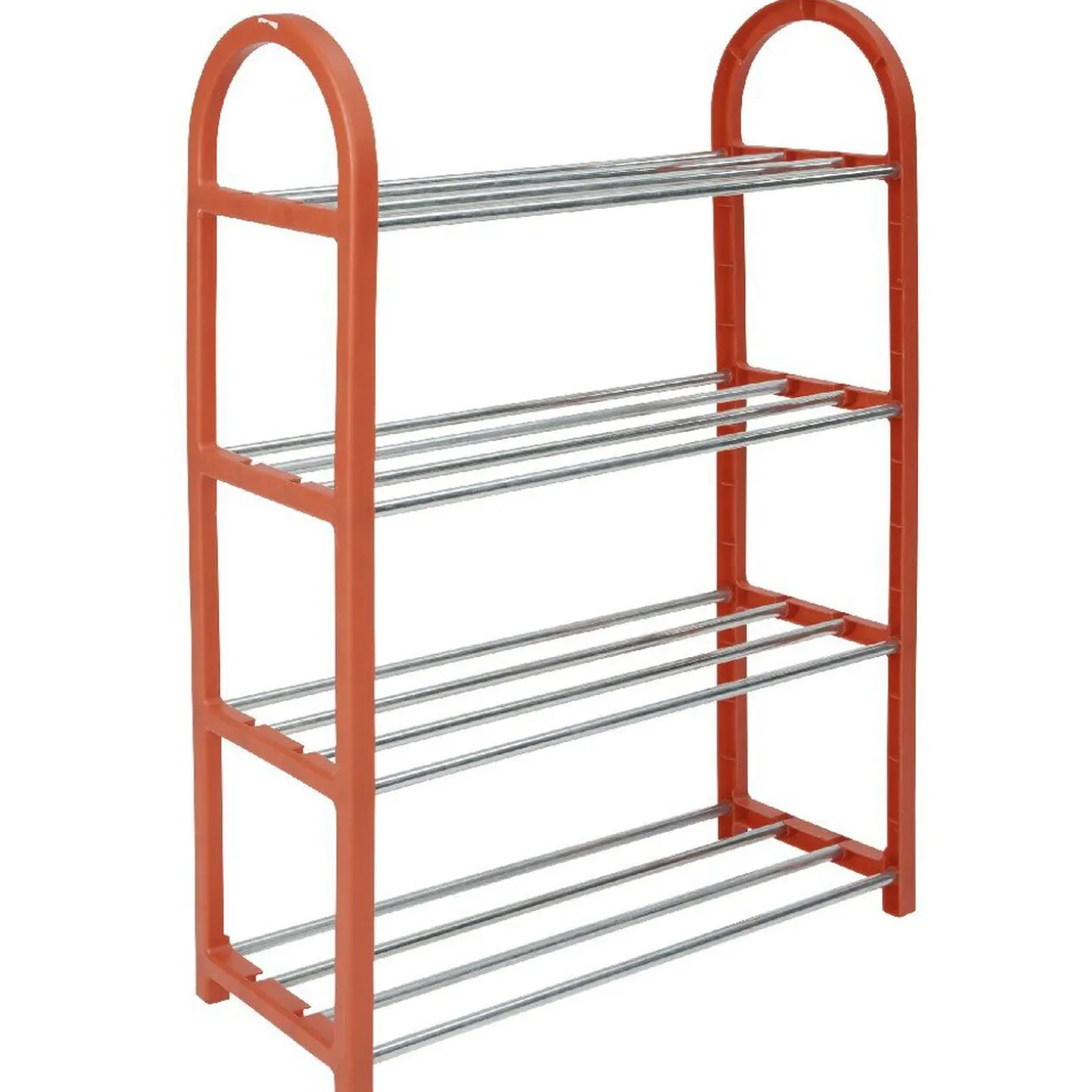 Range-chaussures 4 niveaux rouge et gris