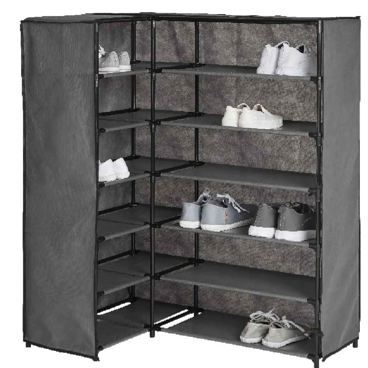 Range-chaussures d'angle gris