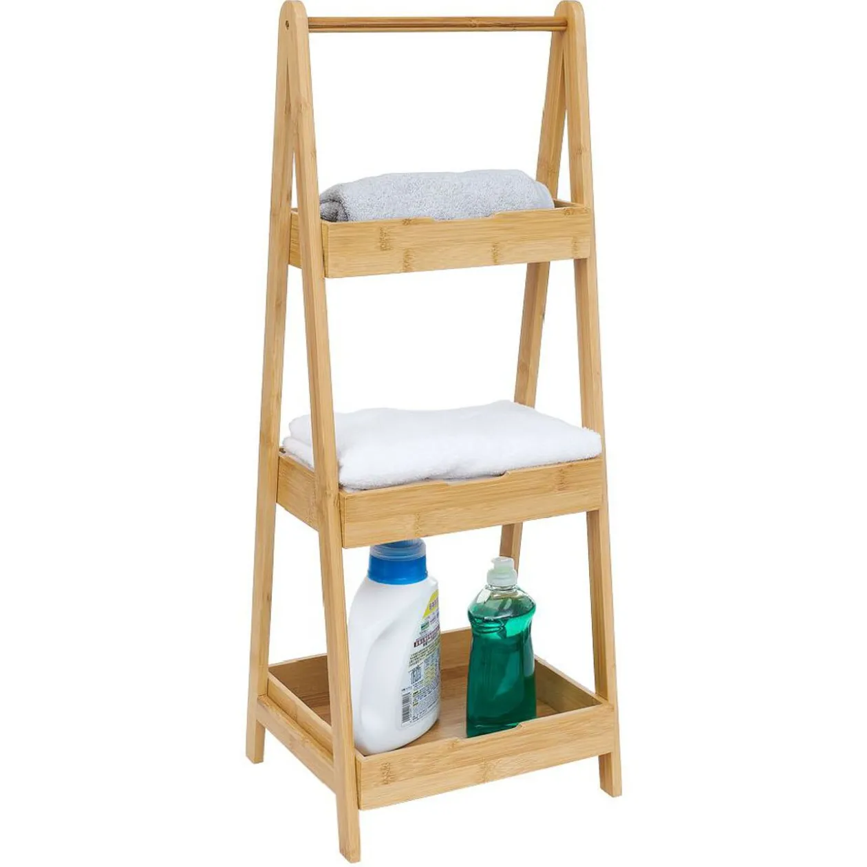 Rangement 3 niveaux en bambou naturel 30xH78x25cm