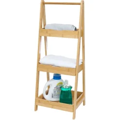 Rangement 3 niveaux en bambou naturel 30xH78x25cm