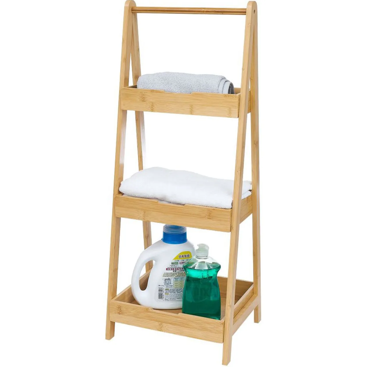 Rangement 3 niveaux en bambou naturel 30xH78x25cm