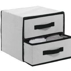 Rangement 2 tiroirs pour dressing gris noir