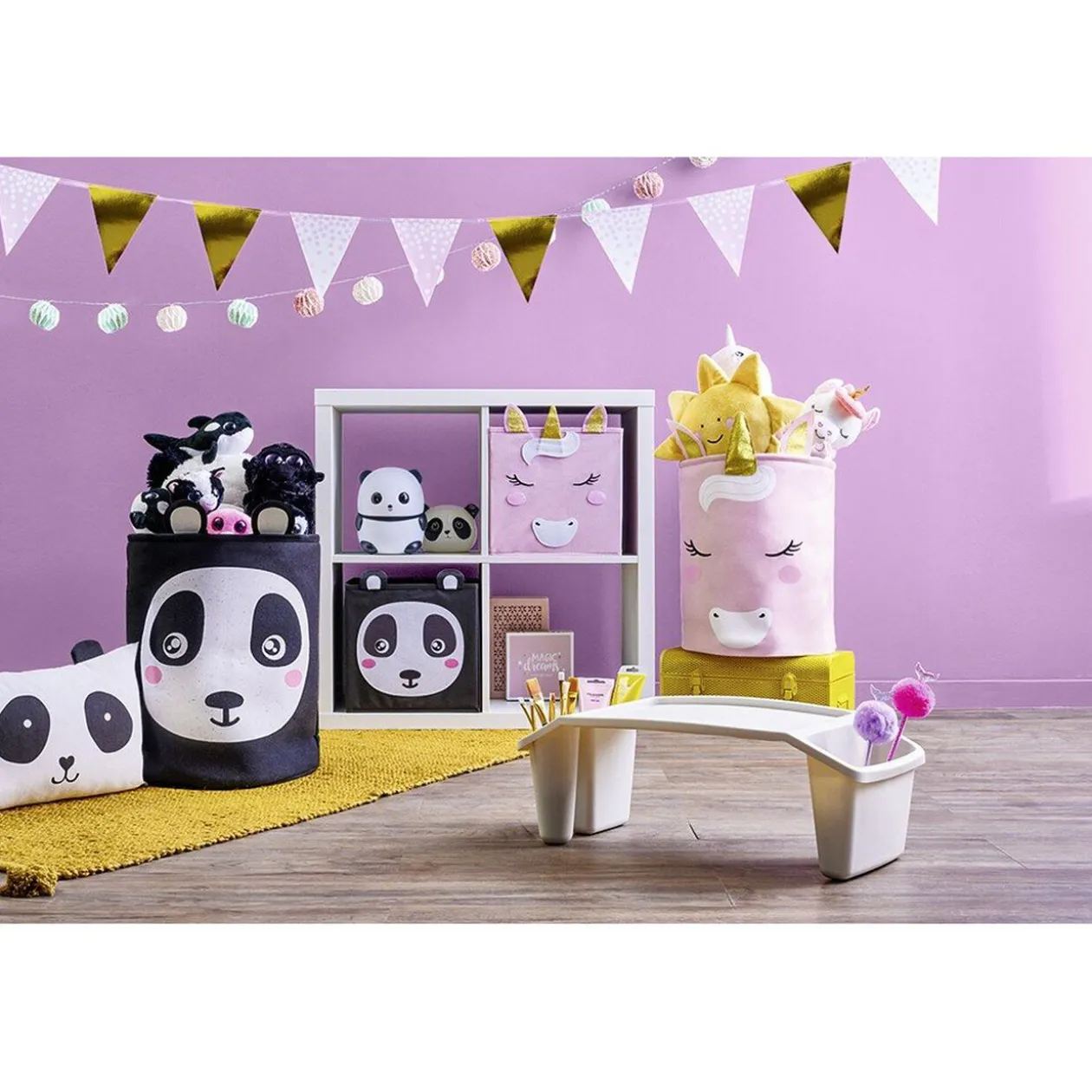 Rangement blanc motif animal