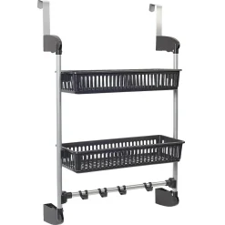 Rangement de porte 2 niveaux à suspendre gris et noir