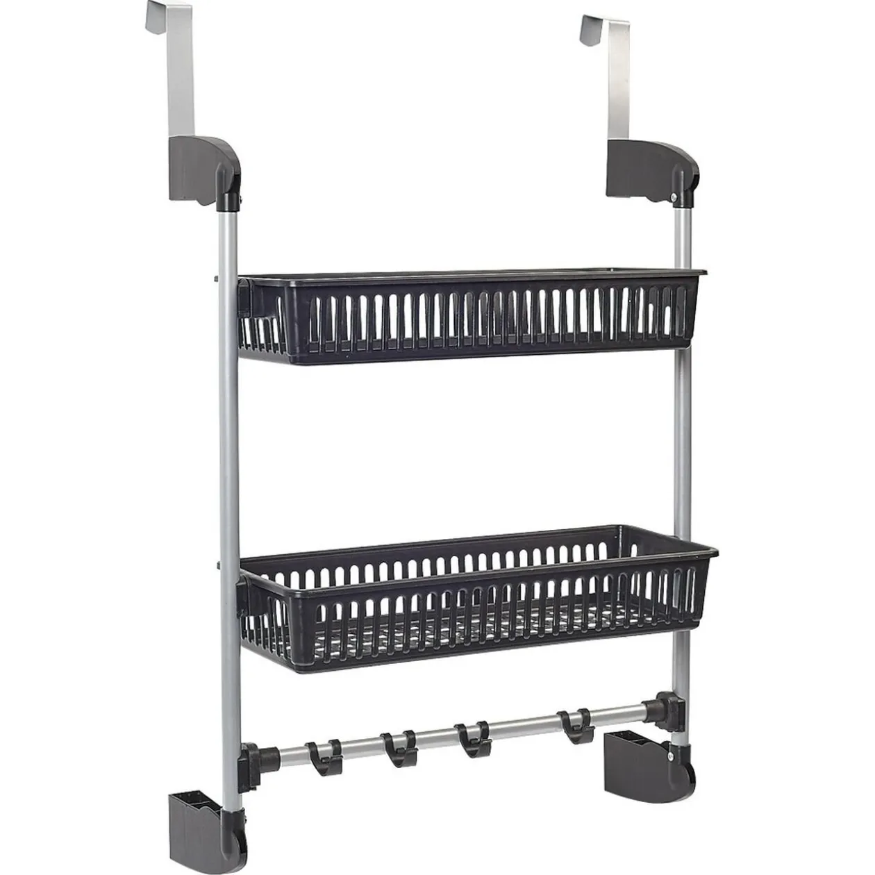 Rangement de porte 2 niveaux à suspendre gris et noir