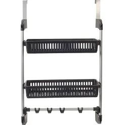 Rangement de porte 2 niveaux à suspendre gris et noir