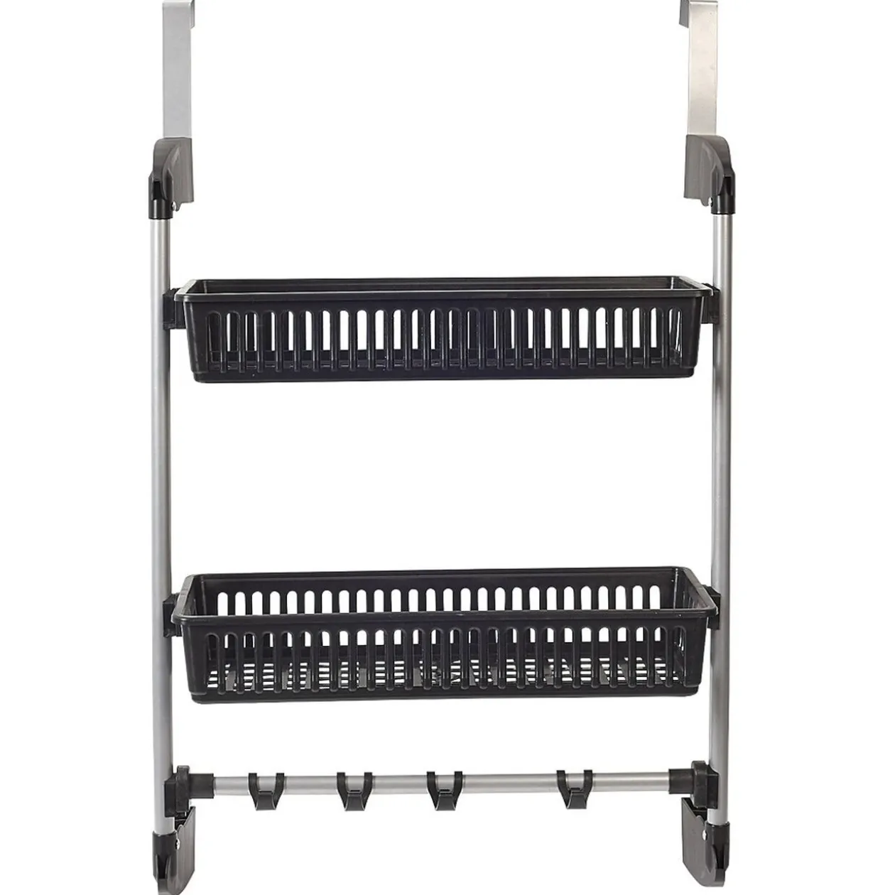 Rangement de porte 2 niveaux à suspendre gris et noir